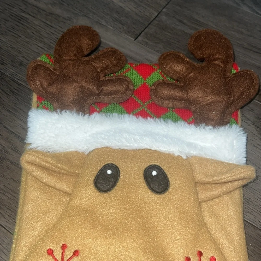 Set of two jingle bell reindeer Christmas stockings